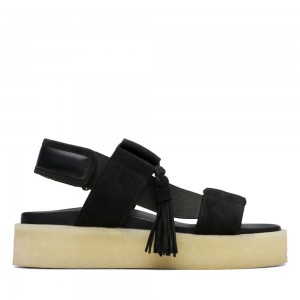 Clarks Crepe Sandal Ženske Ravne Sandale Crne | Hrvatska-50973