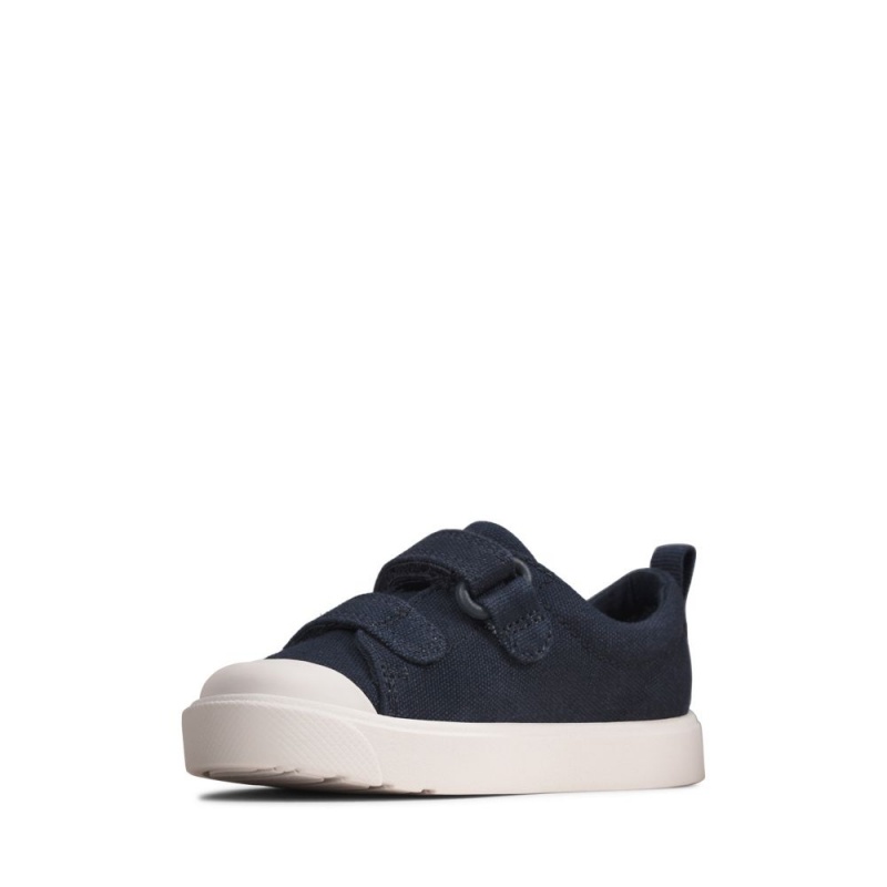 Clarks City Bright Toddler Dječake Platnene Cipele Tamnoplave | Hrvatska-51048