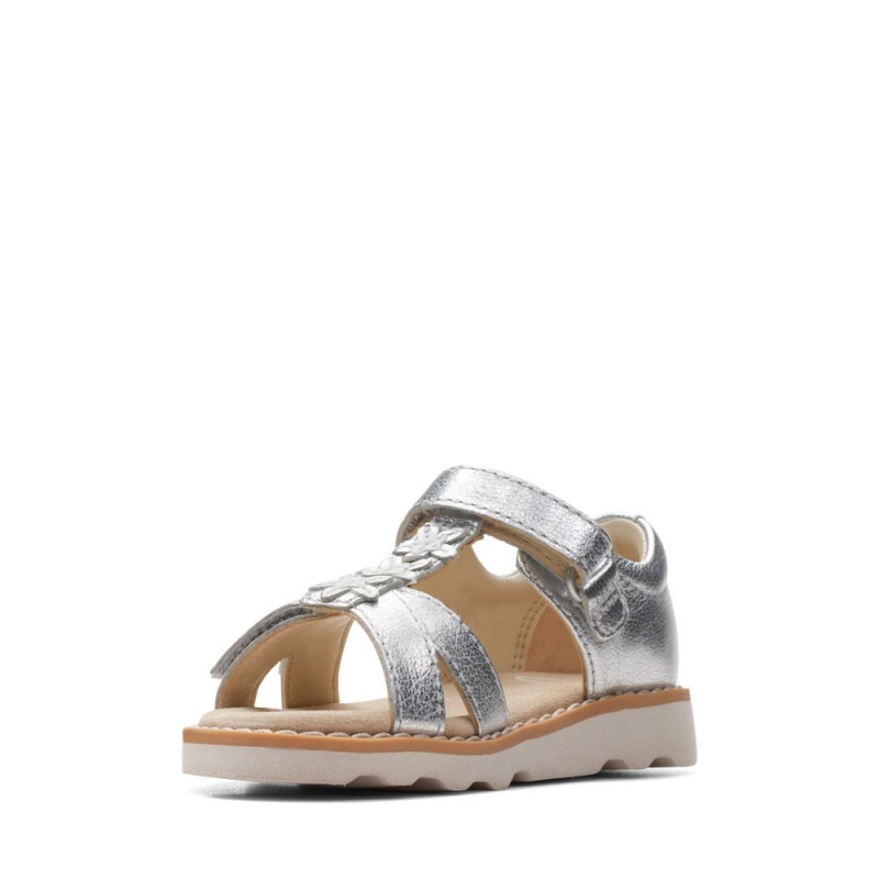 Clarks Crown Flower Toddler Djevojčice Sandale Srebrne | Hrvatska-38571