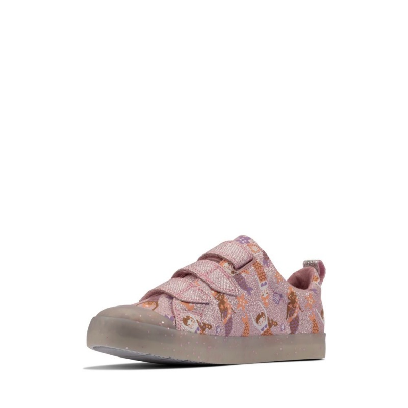 Clarks Foxing Print Djevojčice Platnene Cipele Roze | Hrvatska-56130