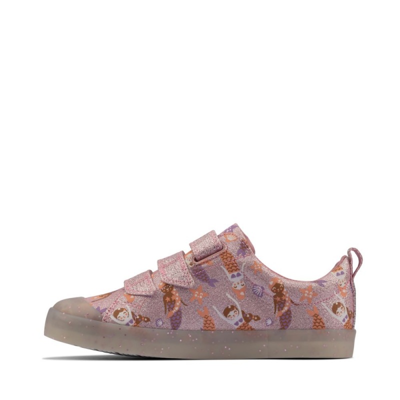 Clarks Foxing Print Djevojčice Platnene Cipele Roze | Hrvatska-56130