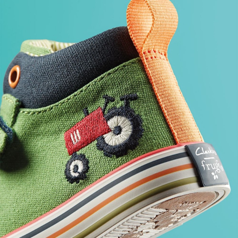 Clarks Foxing Tor Hi Toddler Dječake Platnene Cipele Zelene | Hrvatska-04769