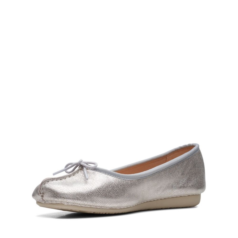 Clarks Freckle Ice Ženske Balerina Srebrne Metalne | Hrvatska-24018