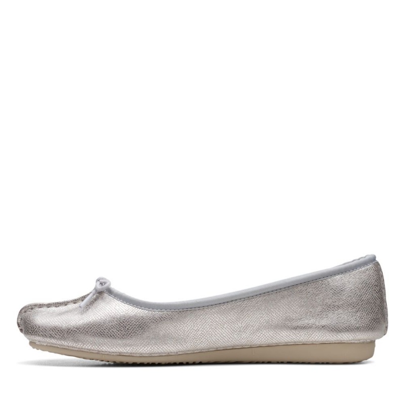 Clarks Freckle Ice Ženske Balerina Srebrne Metalne | Hrvatska-24018