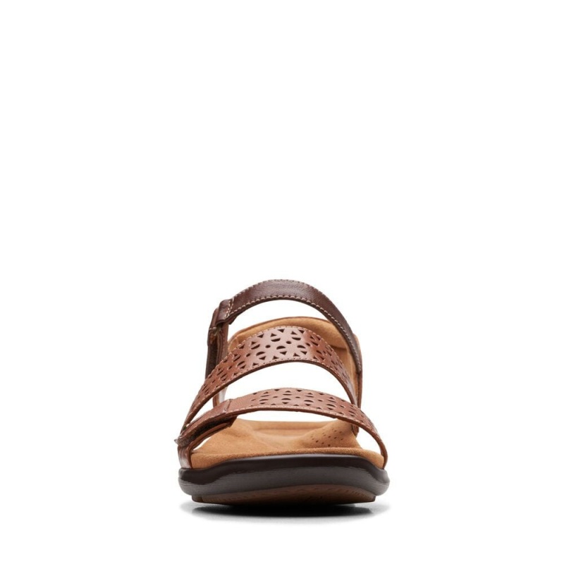 Clarks Kitly Way Ženske Ravne Sandale Tan Leather | Hrvatska-48163