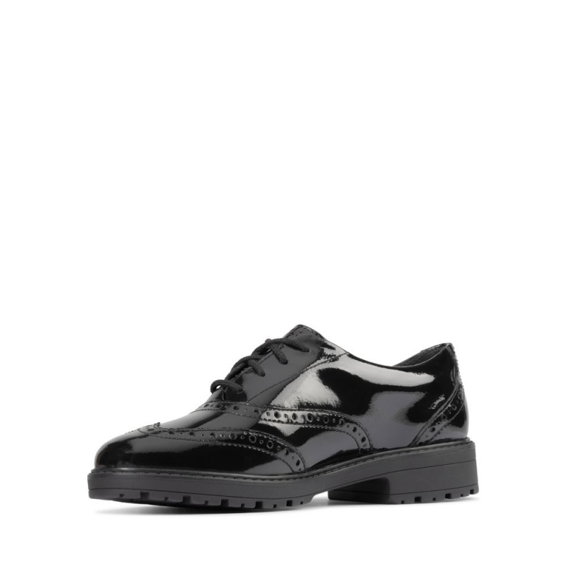 Clarks Loxham Brogue Youth Djevojčice School Shoes Crne | Hrvatska-50892