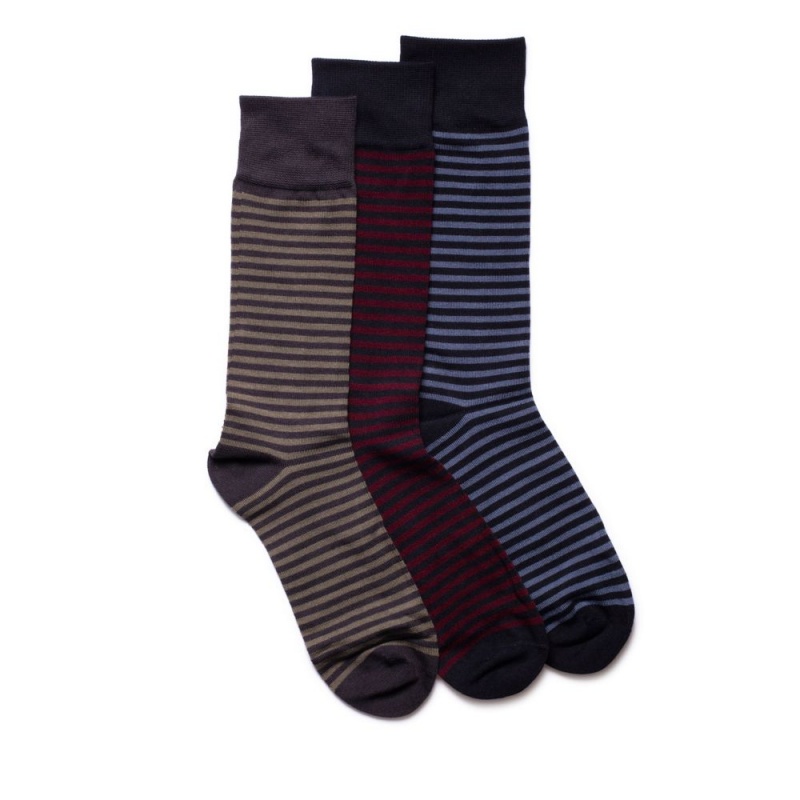 Clarks Stripe Socks 3 Pack Muške Čarape Visebojne | Hrvatska-45798