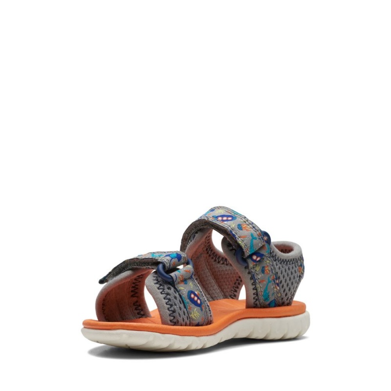 Clarks Surfing Tide Toddler Dječake Sandale Sive | Hrvatska-45028