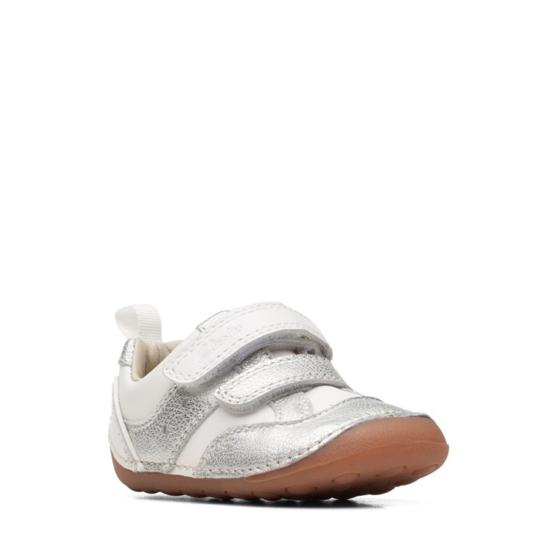 Clarks Tiny Sky Toddler Djevojčice Cipele Bijele Metalne | Hrvatska-74650