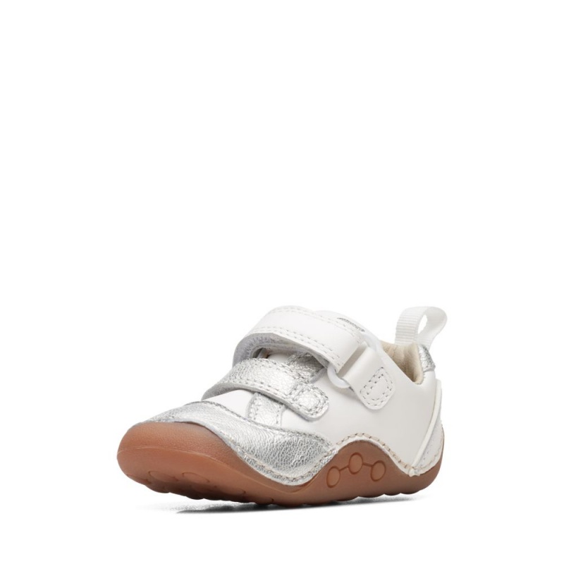 Clarks Tiny Sky Toddler Djevojčice Cipele Bijele Metalne | Hrvatska-74650