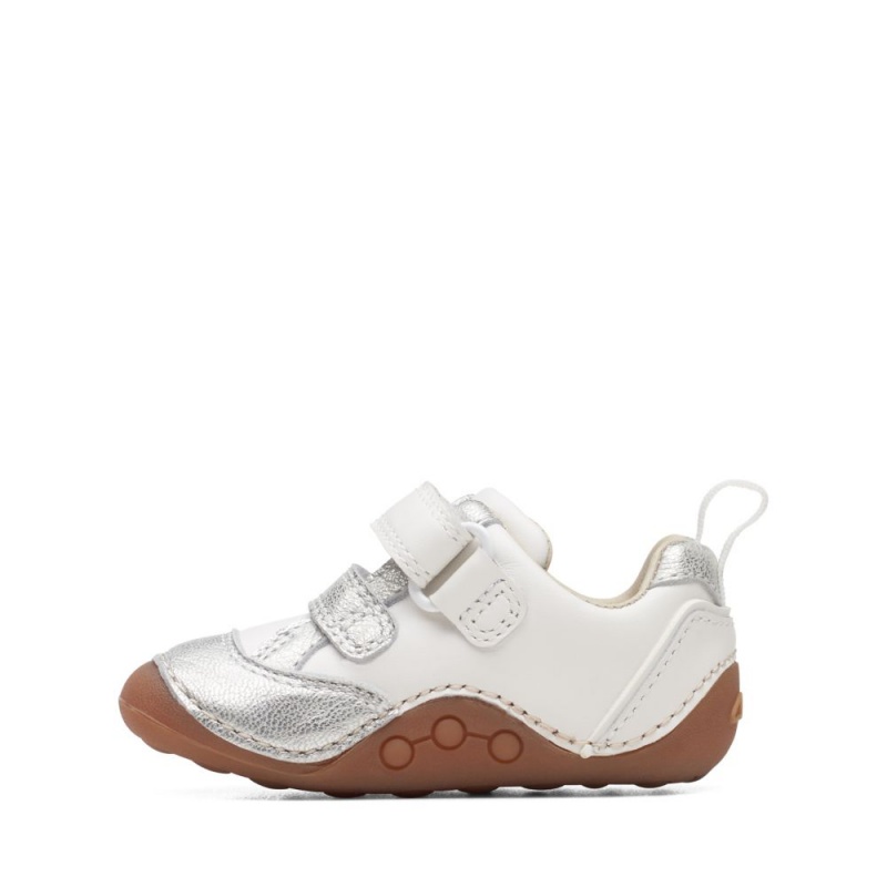 Clarks Tiny Sky Toddler Djevojčice Cipele Bijele Metalne | Hrvatska-74650