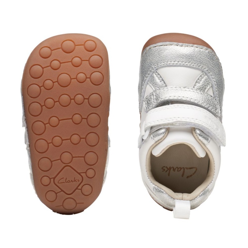 Clarks Tiny Sky Toddler Djevojčice Cipele Bijele Metalne | Hrvatska-74650