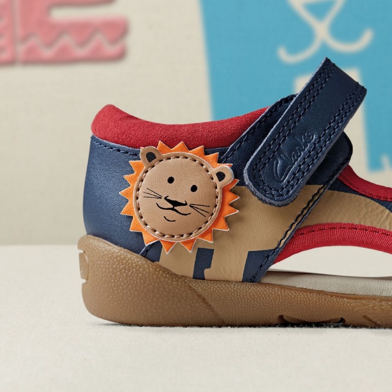 Clarks Zora Jungle Toddler Dječake Sandale Tamnoplave Crvene | Hrvatska-50729